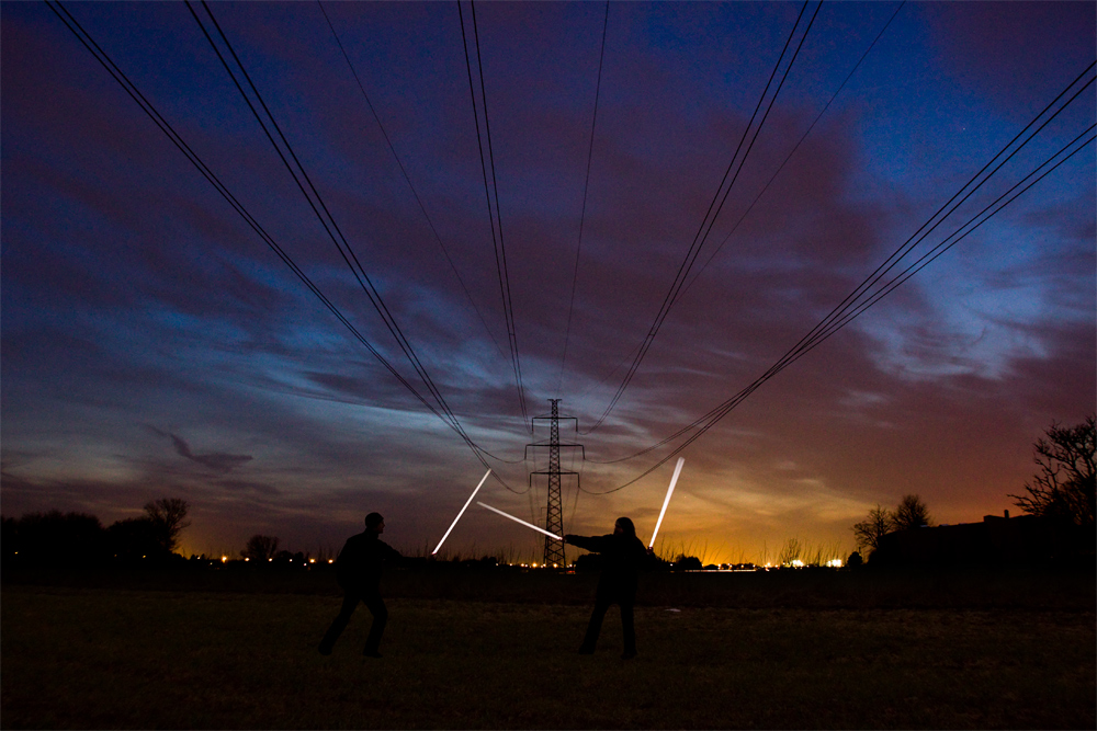 Fluorescent tubes under power lines