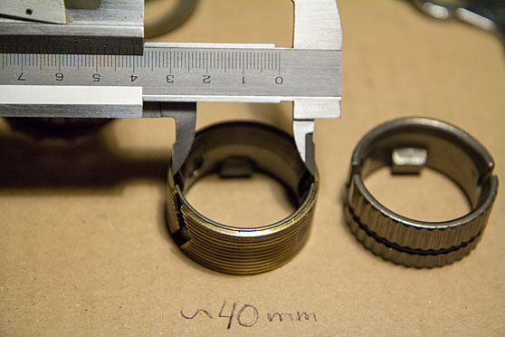 Measuring depth of friction spring notch in old style brake cylinder